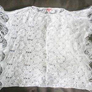 PQ SWIM white fringe cover up